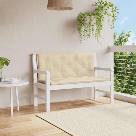 Coussin de banc de jardin-Coussin de banquette de jardin beige 120x(50+50)x7 cm tissu oxford (1/5)