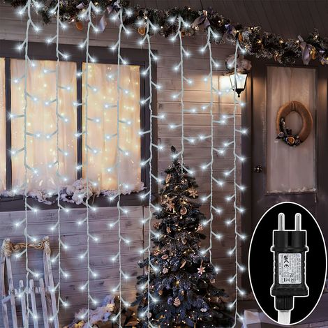 Wolketon 10m 100 LED Lichterkette Eisregen LED-Lichtervorhang Weihnachtsbaumbeleuchtung Weihnachtsbeleuchtung Innen Außen Deko 8 Modi Kaltweiß