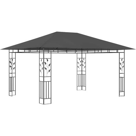 Tonnelle Barnum de Jardin, Pavillon, Pergola, Tente de jardin, avec moustiquaire 4x3x2,73 m Anthracite 180 g/m² OIB8423E (1/5)