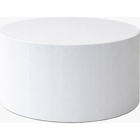 MELIA Table basse ronde en marbre d'ingénierie blanc D70 cm (1/5)