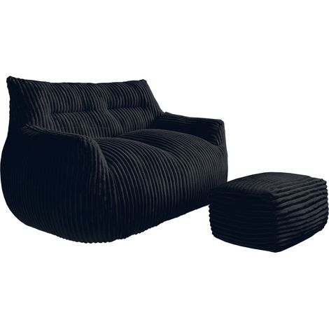 Fauteuil pouf double avec repose-pieds en fausse fourrure douce pour salon, chambre et balcon (1/5)
