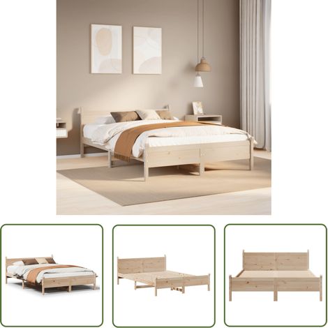 vidaXL Cadre de lit sans matelas 140x200 cm bois massif de pin (1/5)