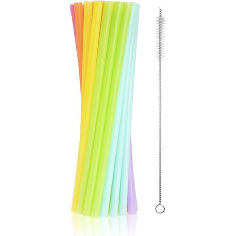 Pajitas reutilizables, varios colores 9x240mm 17 uds + cepillo RW-17KS