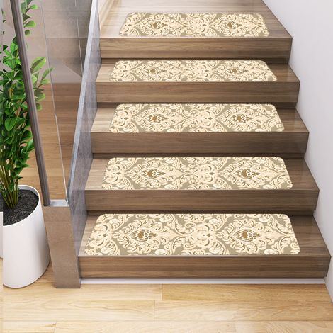 Lot de 5 tapis d'escalier antidérapants, tapis de sol, tapis d'escalier, tapis d'escalier d'intérieur, tapis d'escalier de bord,76 x 20 cm (1/5)
