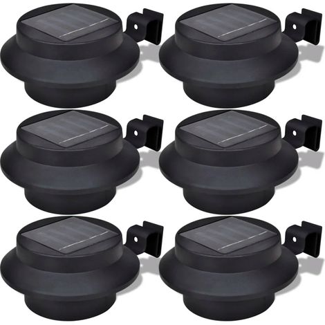 Set di 6 luci solari a LED in plastica nera 12 x 6,35 cm illuminazione automatica economica e durevole 020045849