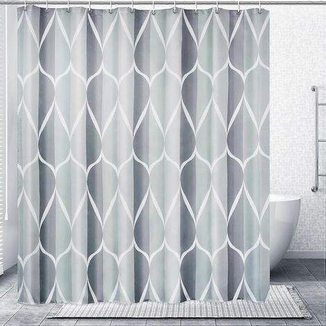 Rideau de douche gris Gelbchu Design et polyester Séchage rapide Ourlet lesté Ensemble de rideaux de douche L 183 x H 183 cm Lavable en machine avec 12 crochets (1/5)