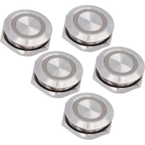 Momenttaster, Metall, selbstrückstellend, 19 mm, LED, wasserdicht, 220 V Wechselstrom, gelb (1/5)