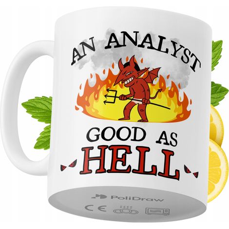 Tazza per analista, divertente e umoristica, con grafica e testo divertenti, ideale per compleanni, onomastici e festività. Tazza premium per occasioni speciali, per casa, ufficio, lavoro, caffè, bian (1/5)