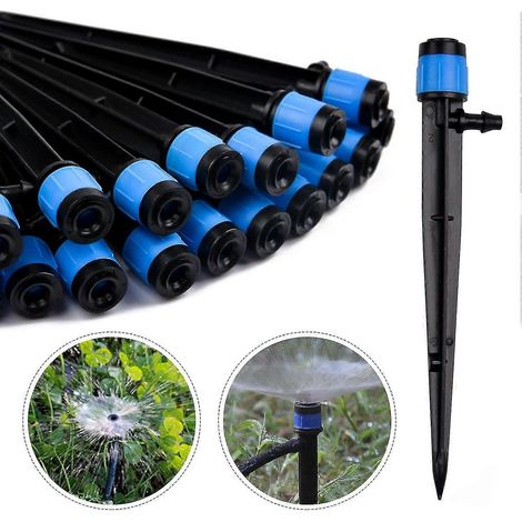 Filiyano-Lot de 100 micro-arroseurs réglables pour tuyau d'irrigation 1/4", débit d'eau orientable à 360°, pour jardin, serre, pelouse - Bleu (1/5)
