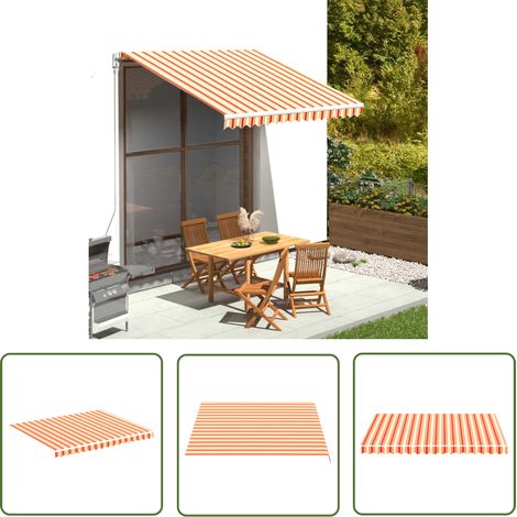 The Living Store Tissu de remplacement pour auvent Jaune et orange 3x2,5 m - Tissus D'ombrage - Auvent De Jardin - Toile D'auvent - Parasol De Jardin - Protection Solaire (1/5)