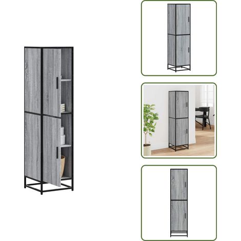 vidaXL Buffet haut sonoma gris 35,5x35x139 cm bois d'ingénierie métal (1/5)