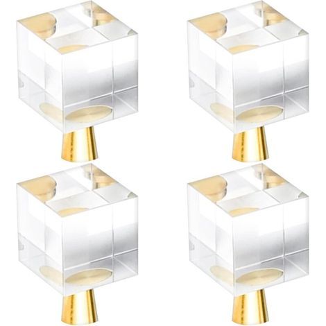 4 Pcs Boutons de Tiroir en Cristal(20x35mm), Poignée de porte carrée en verre avec vis pour vanité de tiroir de placard (1/5)