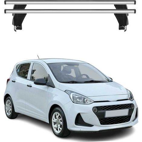 OMAC Dachträger Querträger Alu für Hyundai i10 II 2014-2019 – Abschließbar – T-Nut – City-Crash-getestet – Max. 50 kg Silber (1/5)