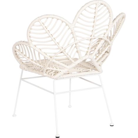 Lot de 2 chaises de jardin en rotin synthétique et métal coloris blanc - Longueur 76 x Profondeur 67 x hauteur 86 cm -PEGANE- (1/4)