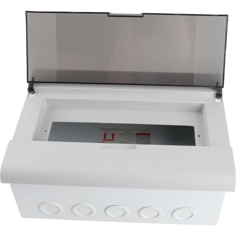 Boîte de distribution électrique 13 modules avec rail DIN, cache transparent, coffret disjoncteur encastré (1/5)