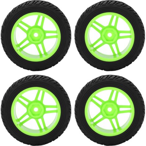 pneus en caoutchouc de 75 mm avec jantes à cinq branches en forme d'étoile pour véhicule tout-terrain Wltoys 144001 à l'échelle 1/14 (vert) (1/5)