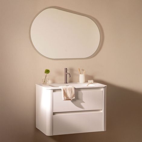 Conjunto de mueble de baño suspendido 80x50 cm en madera con lavabo integrado Egerton SKLUM (1/5)
