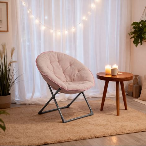 sedia poltrona pieghevole rosa salvaspazio comoda metal OKMYHOME (1/5)
