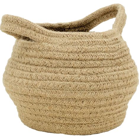Corbeille ronde en jute naturelle avec 2 poignées (1/4)