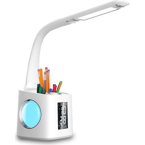 Lampe de bureau avec porte-stylo et port de chargement USB, veilleuse de bureau LED à intensité variable (1/5)
