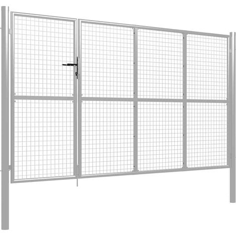 Maison Exclusive - Gartentor Stahl 350 x 150 cm Silbern (1/5)