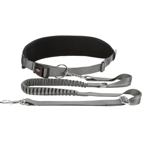Trixie Bauchgurt mit Leine schwarz Gurt 75 - 120 cm / 9 cm, Leine 1,20 - 1,50 cm / 25 mm (1/5)