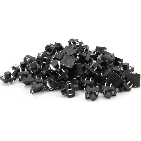 100 pièces interrupteur tactile momentané DIP 12x12x8mm, bouton poussoir industriel en plastique technique pour projets électroniques (1/5)