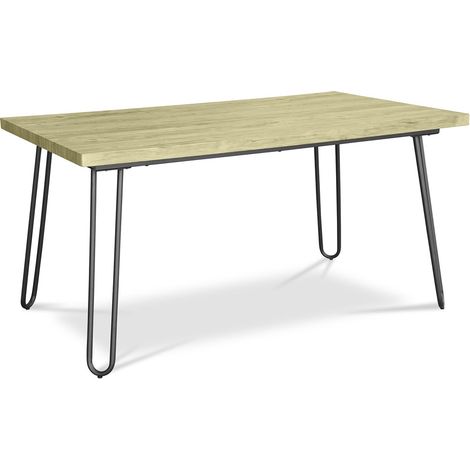 Tavolo da pranzo rettangolare - Stile industriale - Legno e metallo - 150 cm - Hairpin Legno naturale