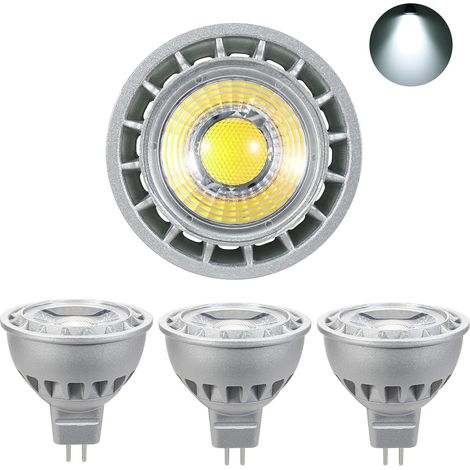 MR16 LED-Lampen, AC/DC 12V, 500LM Kaltweiß 6000K, 5W LED-Lampen als Ersatz für 50W Halogenlampen, kein Flimmern, kein Dimmen, 45° Abstrahlwinkel, LED [Energieklasse B]