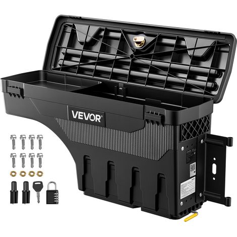 VEVOR Pickup Werkzeugbox 25 L Dodge Ram 1500 2500 3500 (Baujahre 2002–2018) für Beifahrerseite Rechts (Bohren Erforderlich), um 180° Ausschwenkbar, Wasserdicht, Sicherungsschloss, ABS-Werkzeugkasten (1/5)