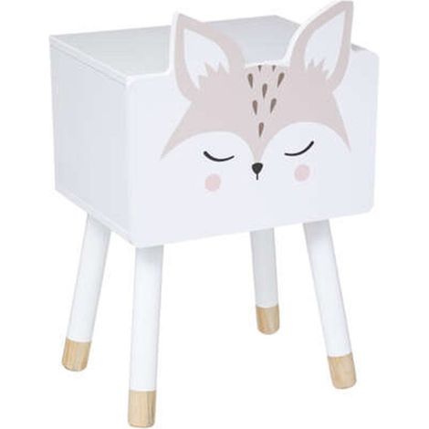 Atmosphera – Table de chevet enfant renard 53cm – MDF et bois (pin) – Design scandinave – Rangement avec porte et étagère (1/4)