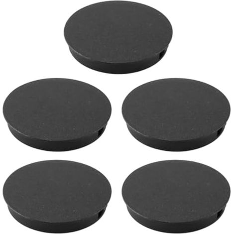 5 pièces Bouchons en plastique avec bouton, Capuchons pour tuyaux de cuisine, Caches de trous ronds 65mm pour meubles, à clips pour armoires, bureaux, placards et penderies (Noir) (1/5)