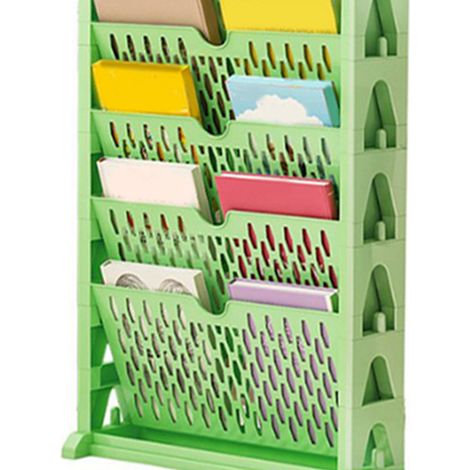 Bücherregal, Aufbewahrungsregal für Schülerschreibtische, Aufbewahrungslösung, fünfstufiges freistehendes Bücherregal, grün (1/5)