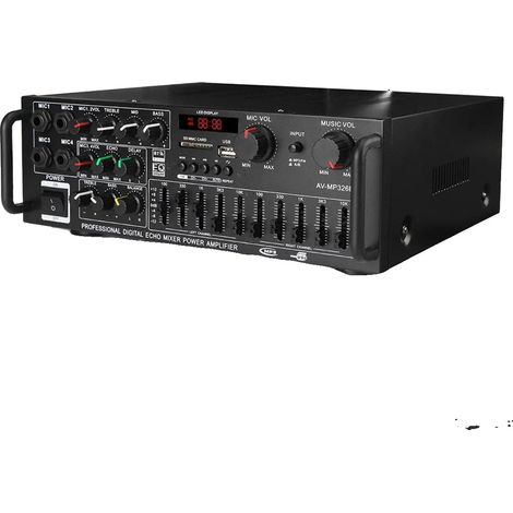 Digitaler Bluetooth-Verstärker, Nennleistung 1200W, Spitzenleistung 2000W, Abmessungen 262910cm, Unterstützt USB und SD-Karte, 2.0 Kanal Audio (1/5)