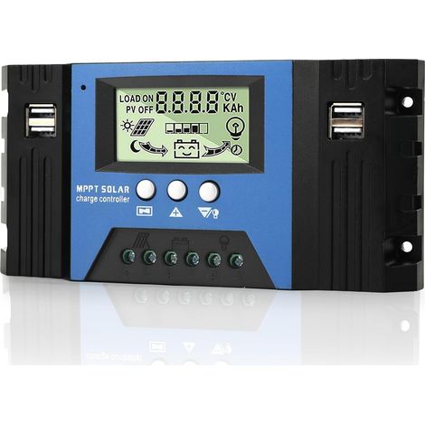 100A MPPT Solarladeregler 12V/24V mit Dual-USB-Anschluss, LCD-Display Solarpanel-Laderegler