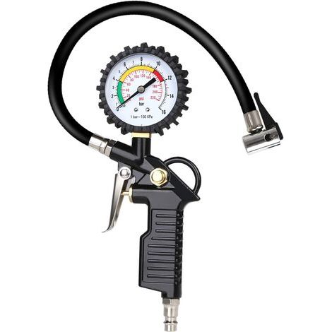 1 Manomètre de pression, mesure 0 à 15 bars, métal, utilisation une main, pour voitures motos vélos (1/5)