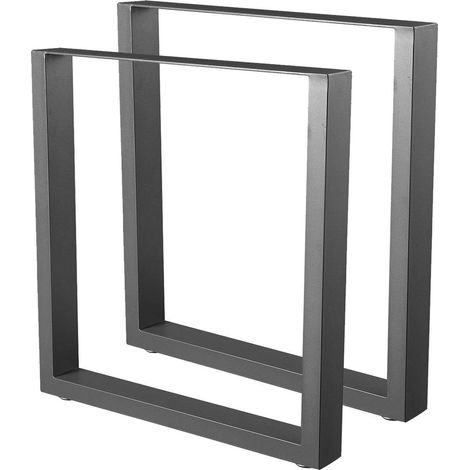 Bc-elec - HM7072-B 2 Gambe del tavolo in acciaio di formato rettangolare nero, Gambe del mobile, Gambe del tavolo in metallo 70x72cm