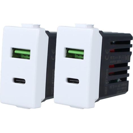 gloca Set 2 Prese USB 2 in 1 Tipo A + Tipo C Compatibili Con Serie Matix