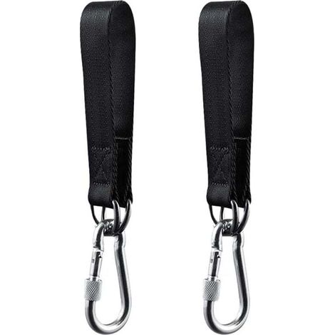 YMYNY 2-teiliges schwarzes Schaukel-Aufhängeset, Gurte für Gartenschaukel, Hängematte oder Hängesitz, mit 2 robusten Karabinern und D-Ringen (1/4)