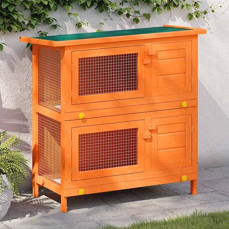 vidaXL Conigliera da esterno gabbia per piccoli animali domestici con 4 porte in legno