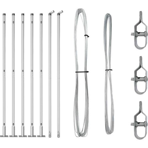 Poteau de clôture. 7 pcs Argenté Acier (1/5)