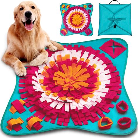 GABRIELLE - Alfombra olfativa para mascotas, juguete antiasfixia, alfombra de entrenamiento para perros, rompecabezas, alfombra para excavar, manta plegable (70 x 70 cm) (azul) (1/5)