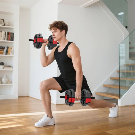 4-in-1 Hantelset Kurzhantel Set Kurzhanteln Langhanteln verstellbar 15 KG für Krafttraining Zuhause