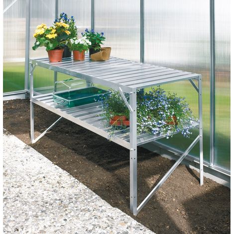 Table de culture aluminium avec 2 plateaux, Couleur Aluminium