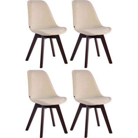 Set da 4 sedie Borneo in velluto crema noce