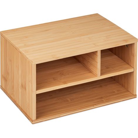 Supporto per stampante moderno con 3 scomparti per forniture per ufficio 43 x 30 x 12 cm in bambù naturale 130012739