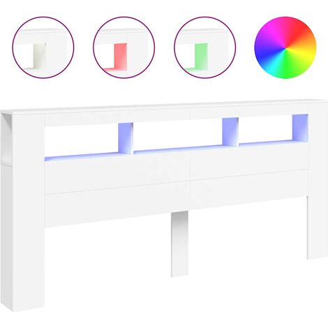 LED Kopfteil weiß 220x18,5x103,5 cm aus Spanplatte