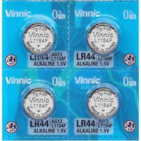 .4 piles AG13 Vinnic / AG13 / L1154 / LR44 / 157 / V13GA / RW82 / A76.