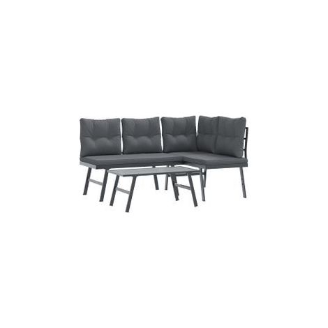 Ensemble de bancs de jardin avec coussins 3 pcs noir (1/5)