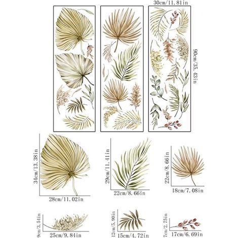 Palm Leaf Wall Sticker Tropical Plant Wall Decal Bedroom Living Room Office Wall Decor YMYNY (1/4)